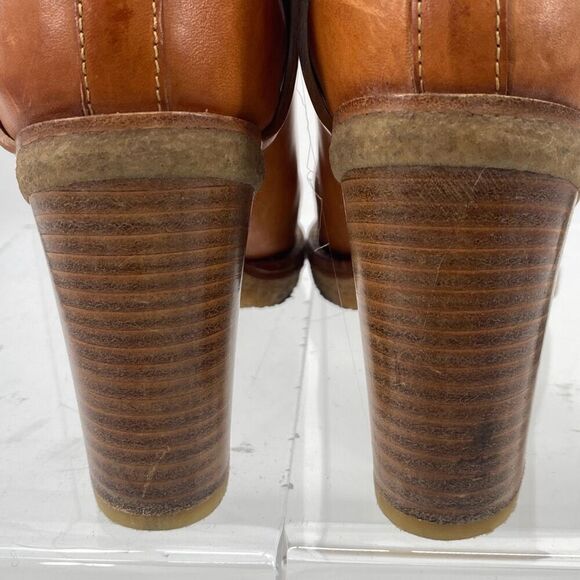 Mulberry Dorset Stacked Heel Buckle Ankle Boots Leather Cognac Size EU 38/ US 7 - Picture 6 of 16